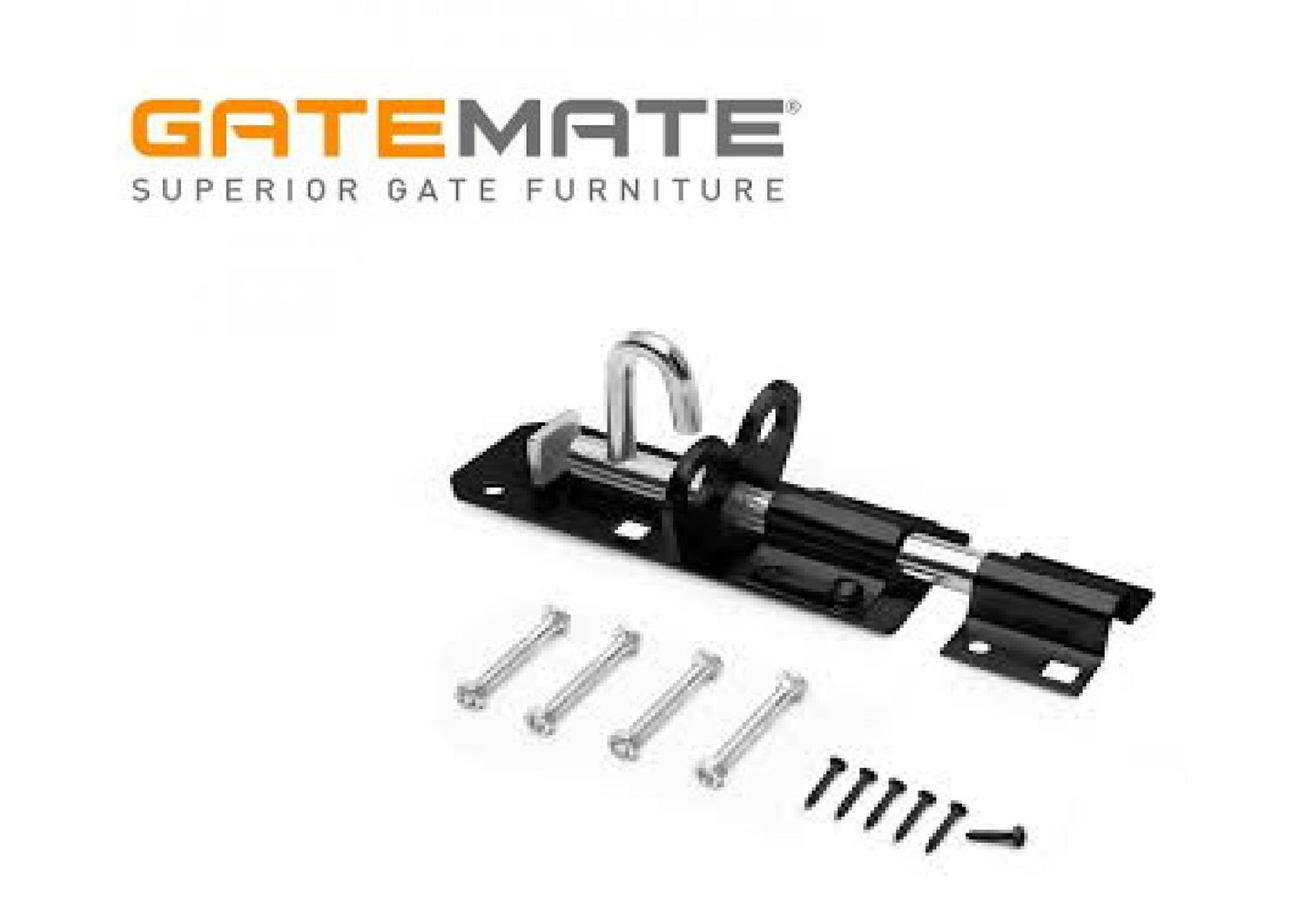 GATEMATE®, Brenton bolt, heavy 100mm / 12mm diameter, Black polymer / Zinc