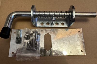 GATEMATE® Spring-loaded bolt with receiving plate, 16mm diameter, zinc plated