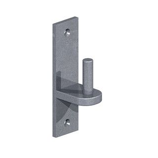 Hook on narrow plate 19mm, galvanised.