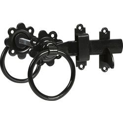 Ring latch 150mm, black polymer.