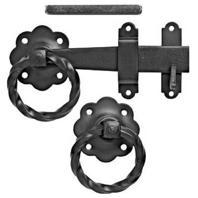 Ring latch, 150mm, rope effect handle, black