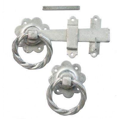 Ring latch 150mm, rope effect handle, galvanised