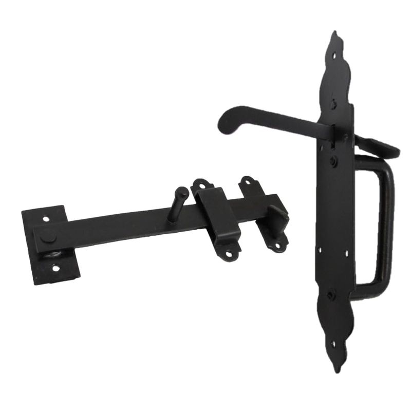 Suffolk latch, gothic-style, black polymer. Suffolk latch, gothic-style, black polymer.