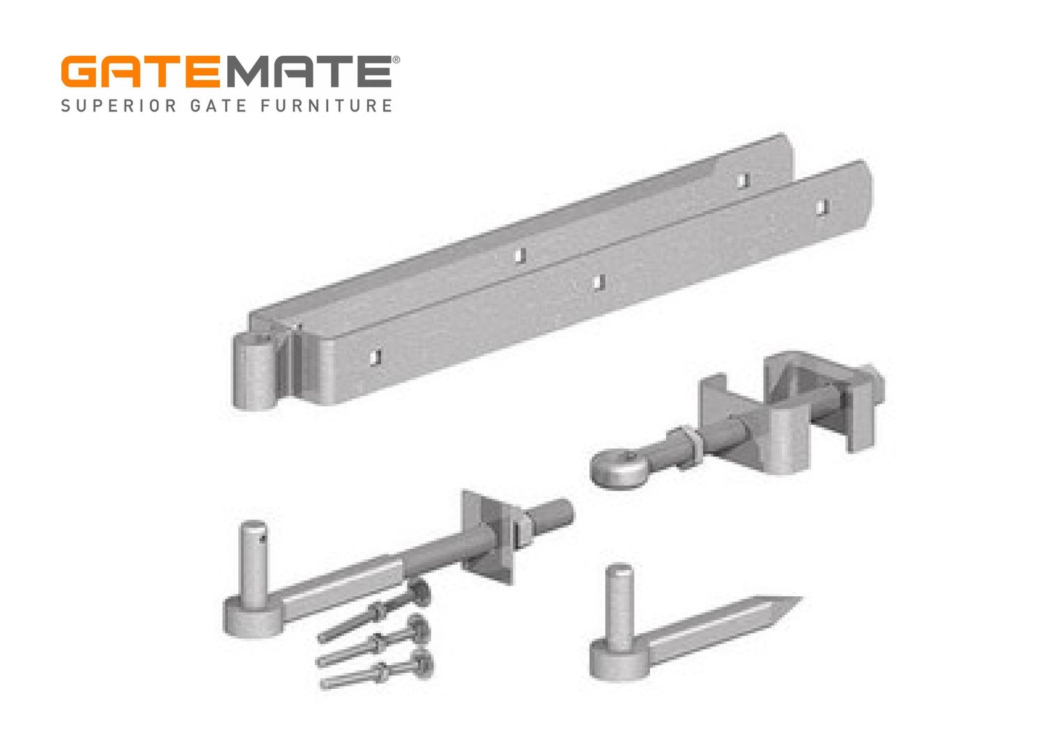 Adjustable hinge set 600mm, galvanised.
