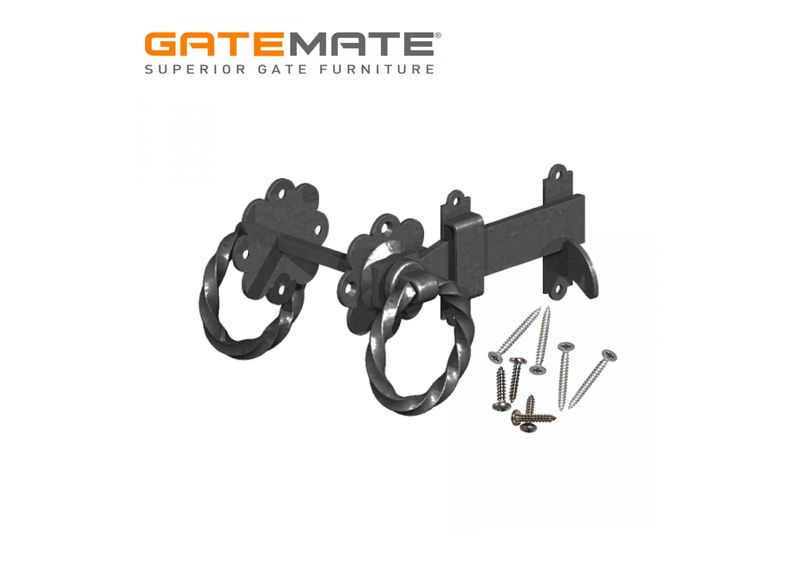 Ring latch, 150mm, twisted handle, black