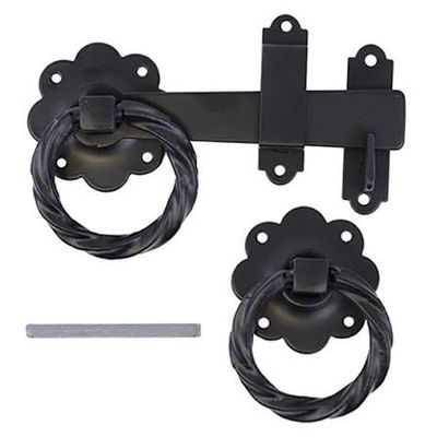 Ring latch, 150mm, twisted handle, black