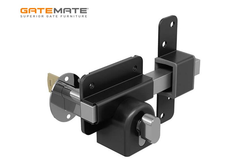 Lock, high security, latch at rear