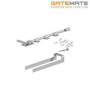 GATEMATE closing set, galvanised, with 450mm drop bolt, fixings supplied
