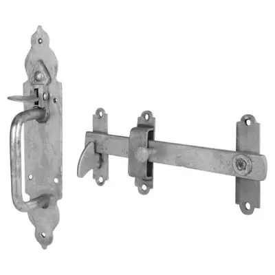 Suffolk latch, gothic style, "hot dip" galvanised.