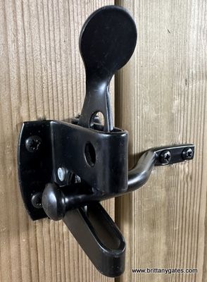Auto thumb latch, black epoxy polymer, this latch can be padlocked