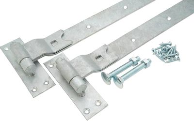 Cranked hinge set, galvanised.