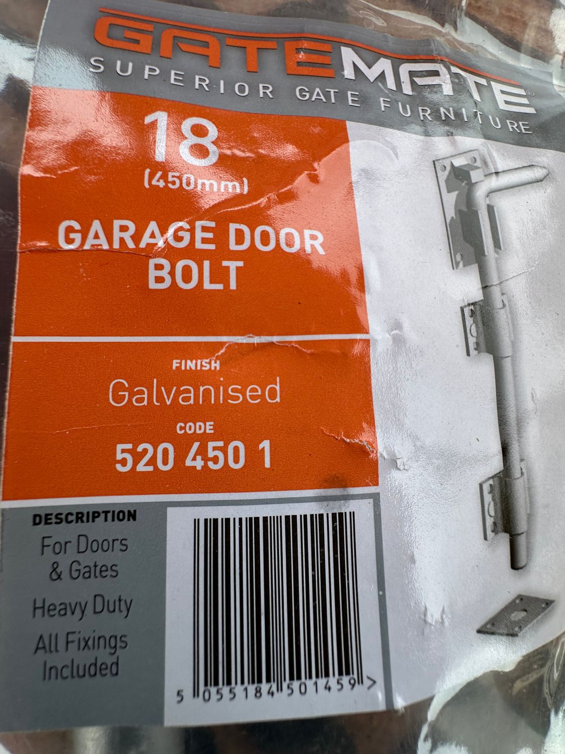 Base bolt, adjustable, "hot-dip" galvanised., Length: 450mm