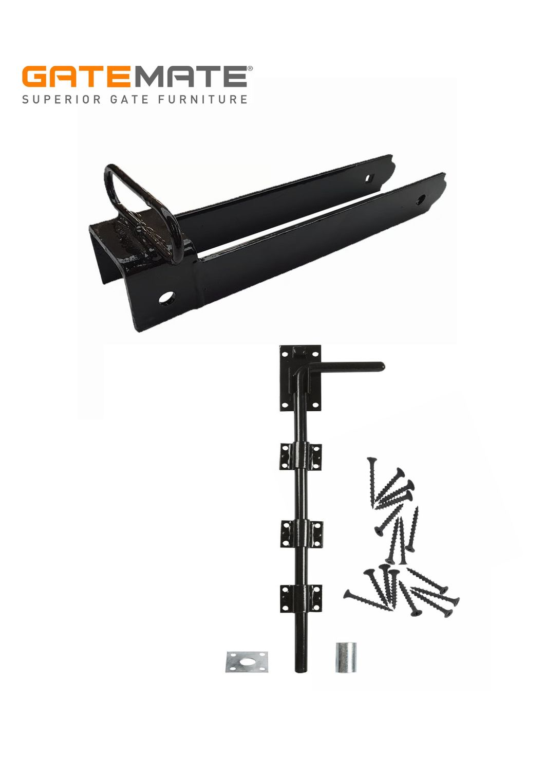 Fastener, 450mm bolt, black on galvanised