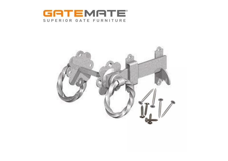 Ring latch, 150mm, twisted handle, galvanised.