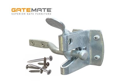 Auto thumb latch, 60mm heavy-duty, galvanised. GATEMATE® Heavy-duty 57mm self-closing gate latch, galvanised, can be padlocked