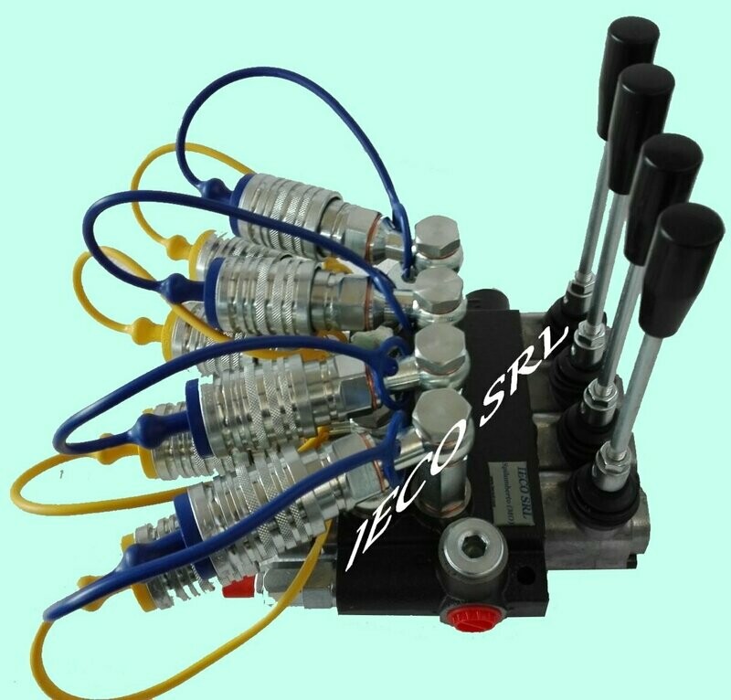 DISTRIBUTORE 4 LEVE DOPPIO EFFETTO 3/8 COMPLETO DI INNESTI RAPIDI