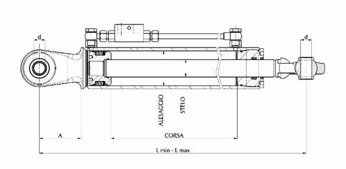 TERZO PUNTO IDRAULICO 50X30X280 CAT. 1