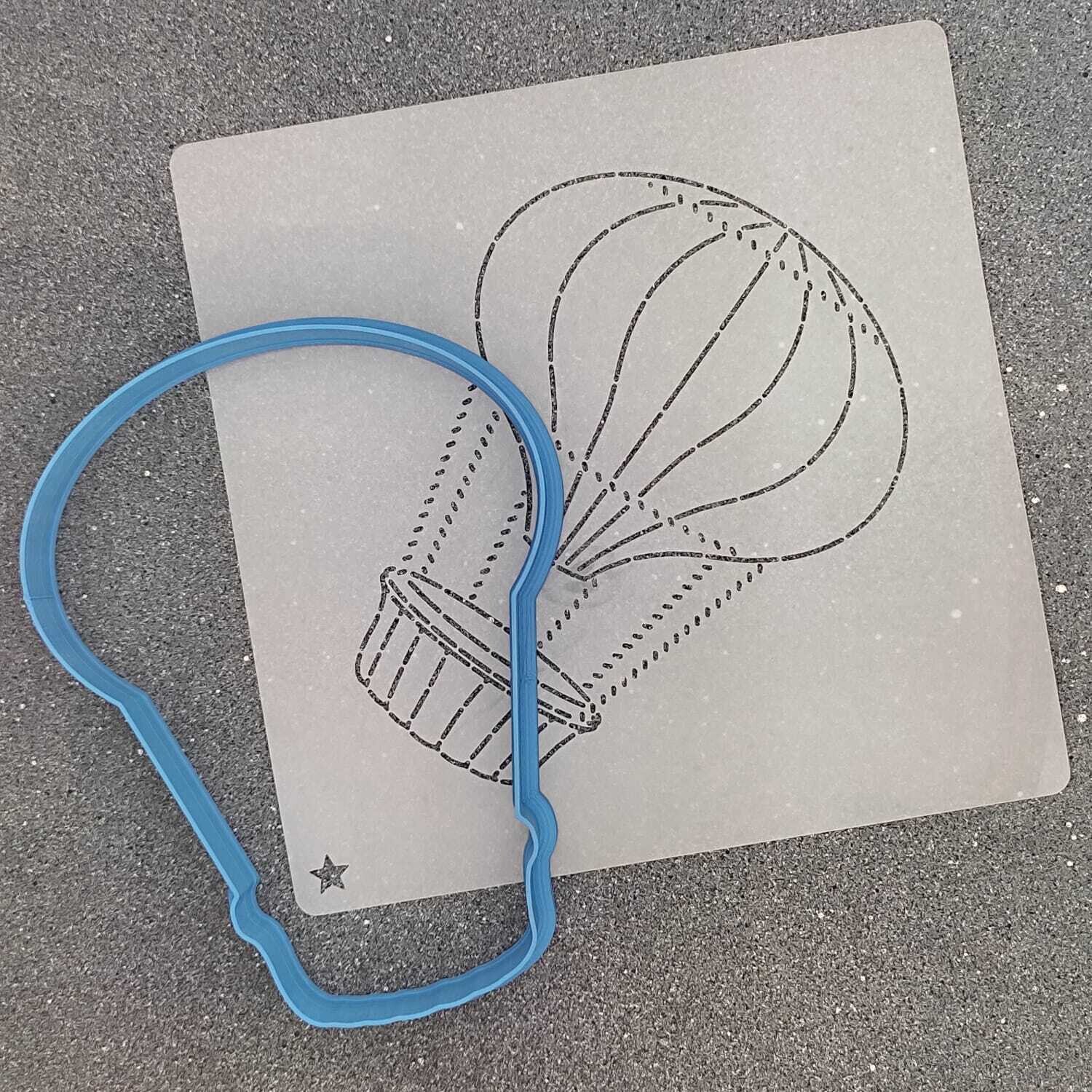 Форма  для пряников "Воздушный шар №3" (9 х 12 см) с трафаретом