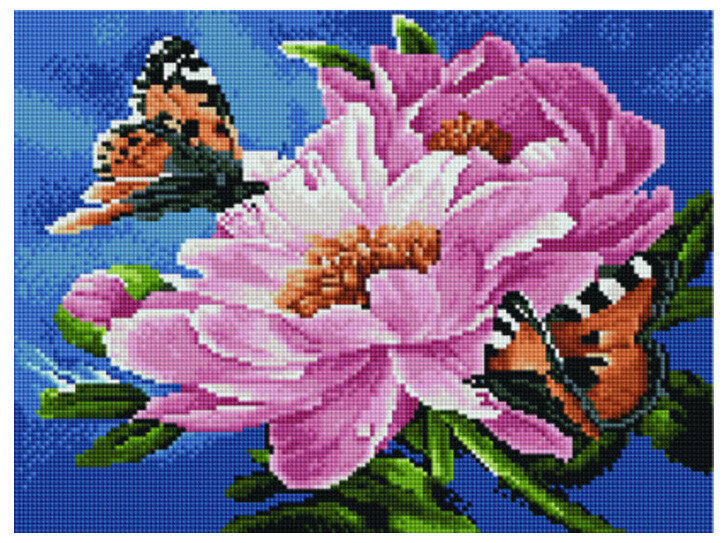 Алмазная мозаика Paintboy Original"Бабочки на цветке" 30х40