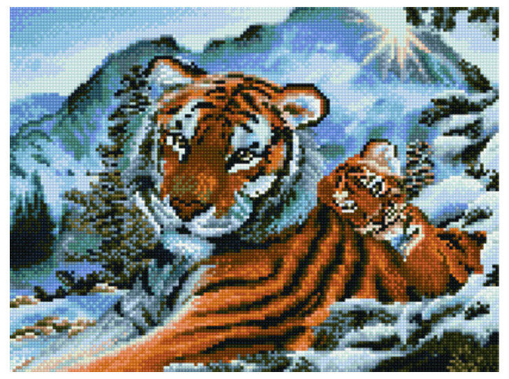 Алмазная мозаика Paintboy Original"Тигр в горах" 30х40