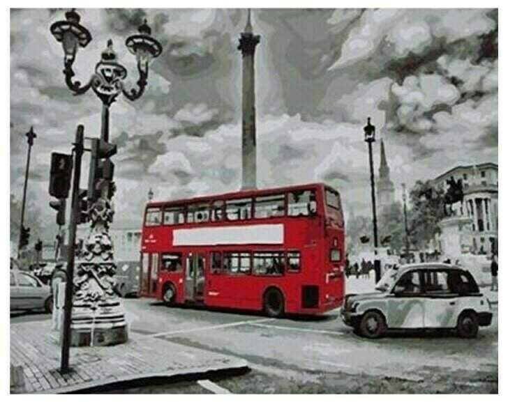 Живопись на холсте Paintboy Original "Красный автобус", 40х50