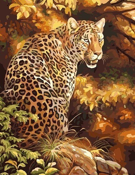 Картина по номерам 40х50 - Леопард в лесу