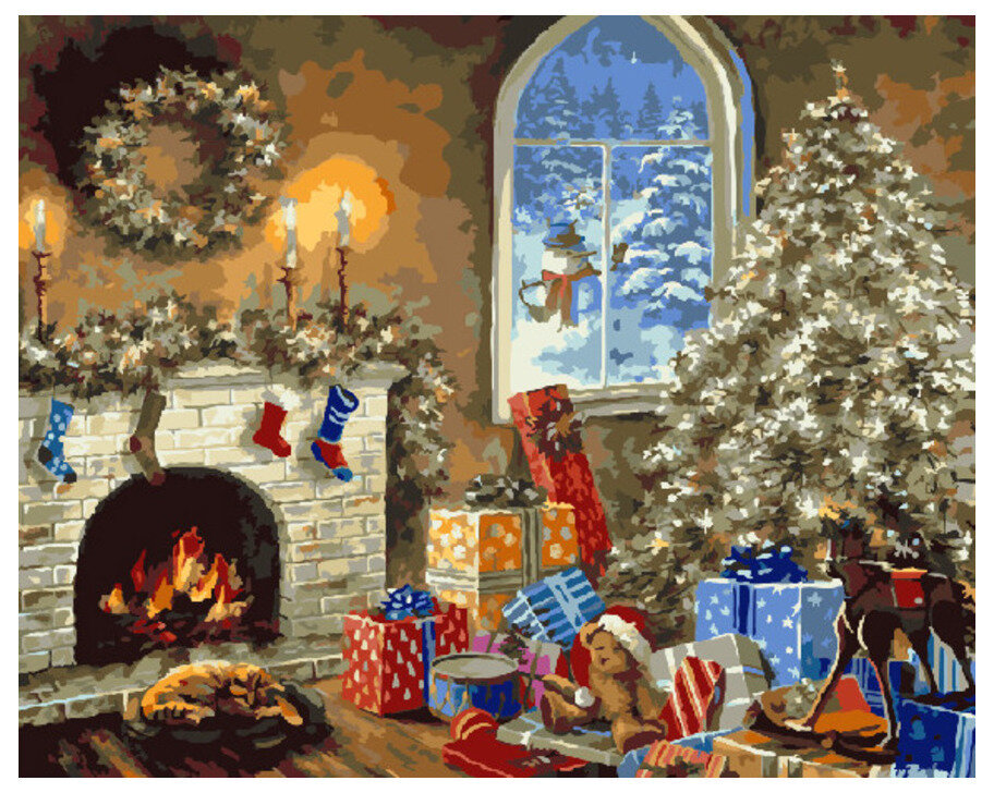 Картина по номерам GX 7431 Домашний очаг на Рождество 40*50