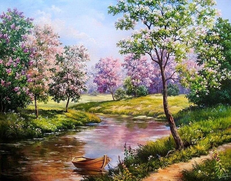 Картина по номерам Paintboy GX9545 "Розовая река" 40х50см