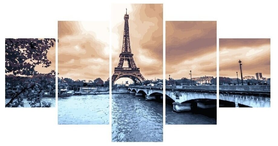 Картина по номерам WX 1030 Вечер в Париже 30*40*2+30*60*2+30*80