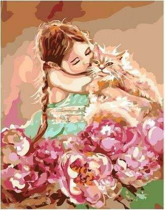 Картина по номерам PKC 76011 Мой милый рыжик/ Девочка с котом (Логинова Аннет) 30х40см