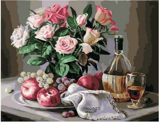 Картина по номерам PK 79034 Натюрморт с яблоками и виноградом (Воробьёва Ольга) 40х50см