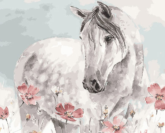 Картина по номерам ВанГогВоМне ZX 21962 Белая лошадь 40х50 см