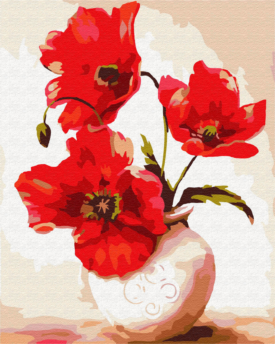 Картина по номерам ВанГогВоМне ZX 21442 Три красных мака 40х50 см