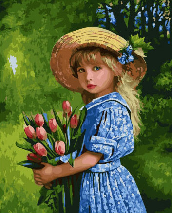 Картина по номерам ВанГогВоМне ZX 21950 Девочка с тюльпанами 40х50 см
