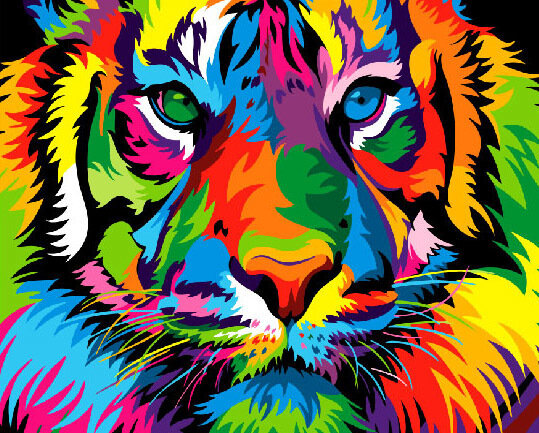 Картина по номерам ВанГогВоМне ZX 21974 Радужный тигр 40х50 см