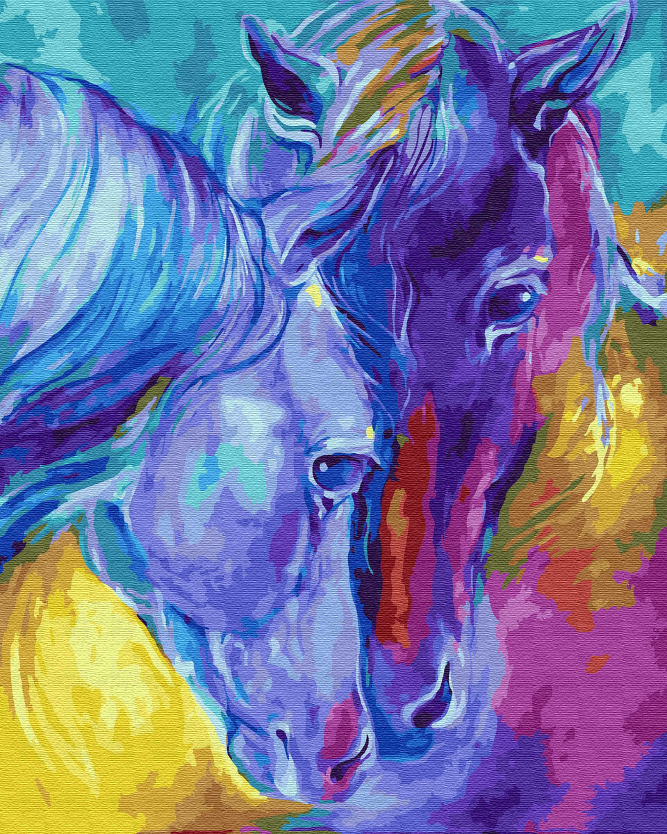 Картина по номерам ВанГогВоМне ZX 22612 Цветные лошади 40х50 см