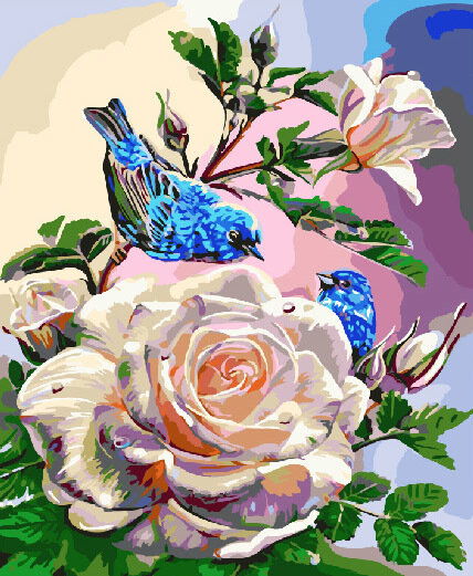 Картина по номерам ВанГогВоМне ZX 20867 Птицы на розах 40х50 см