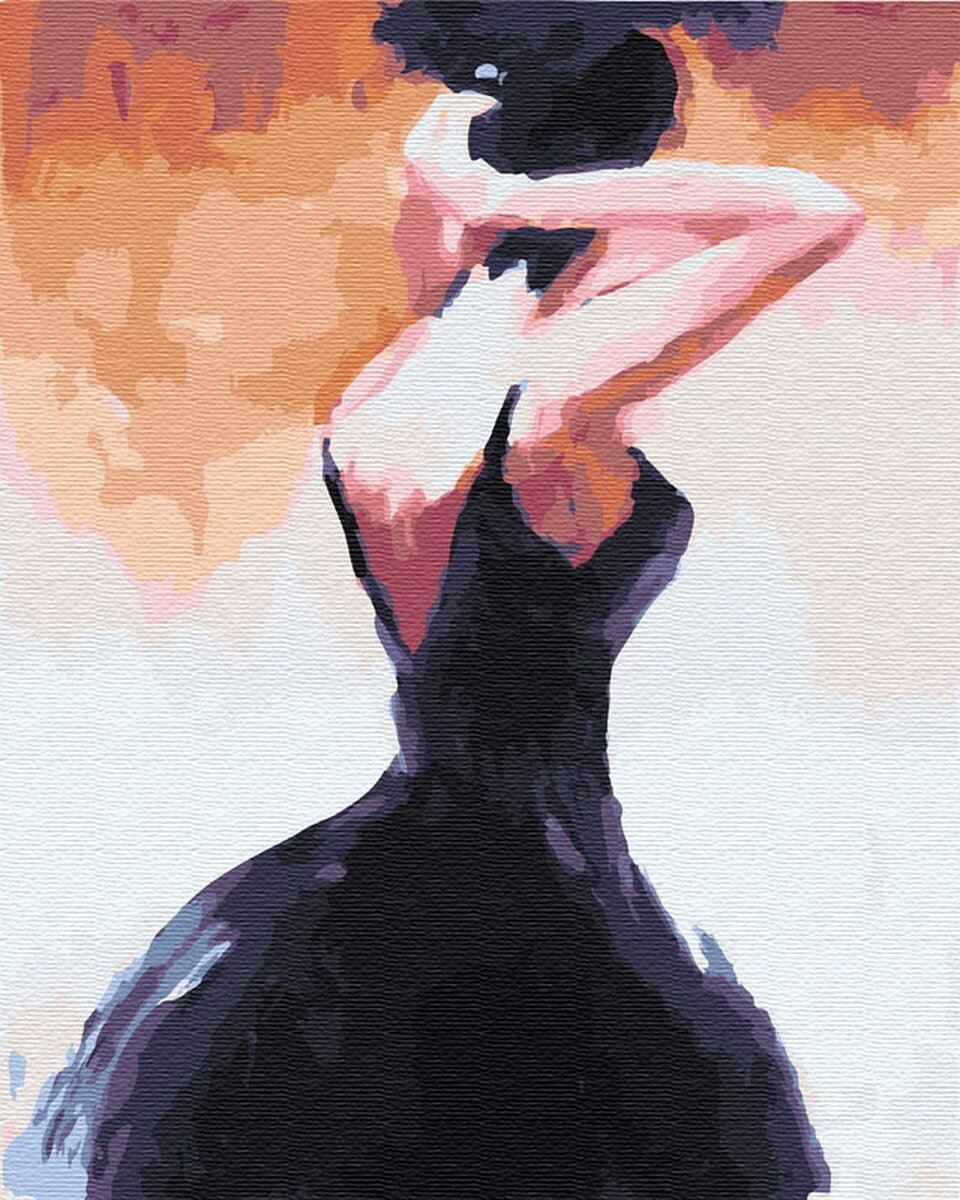 Картина по номерам ВанГогВоМне ZX 22895 Девушка в черном платье 40х50 см