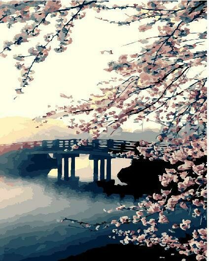 Картины по номерам 40х50см "Цветение сакуры" ВанГогВоМне, ZX 20728
