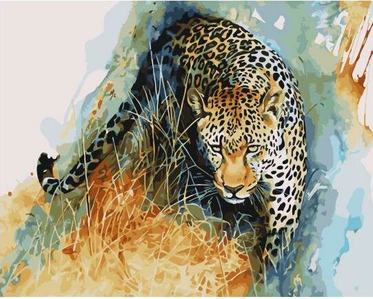 Картины по номерам 40х50см "Акварельный крадущийся леопард" ВанГогВоМне, ZX 23212