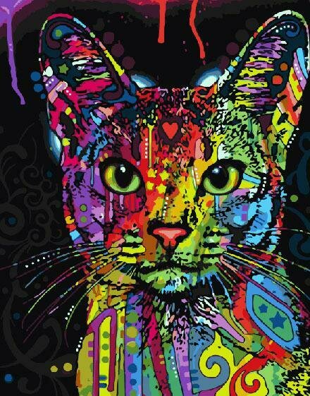 Картины по номерам 40х50см "Цветной кот" ВанГогВоМне, ZX 20198