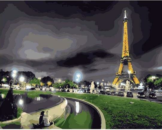 Картины по номерам 40х50см "Ночное освещение Парижа" ВанГогВоМне, ZX 23181