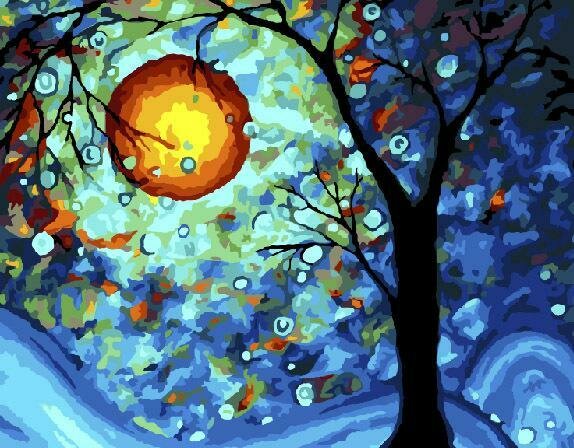 Картины по номерам 40х50см "Ночное дерево" ВанГогВоМне, ZX 20327