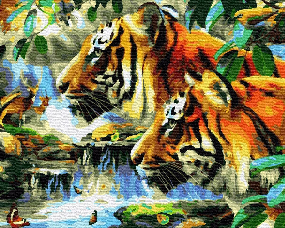 Картины по номерам 40х50см "Два тигра" ВанГогВоМне, ZX 22944