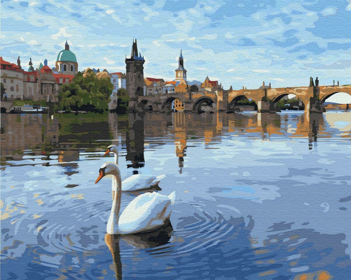 Картины по номерам 40х50см "Лебеди в Праге" ВанГогВоМне, ZX 23468