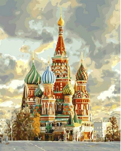 Картины по номерам 40х50см "Купола Москвы" ВанГогВоМне, ZX 20592