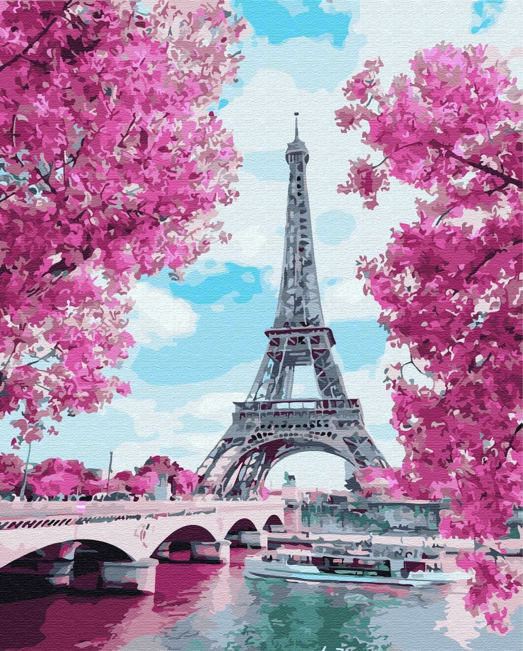 Картины по номерам 40х50см "Цветущие вишни в Париже" ВанГогВоМне, ZX 23651