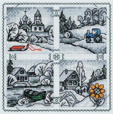 Набор для вышивания "PANNA" DE-1917 "Деревенские мотивы" 10x10 см