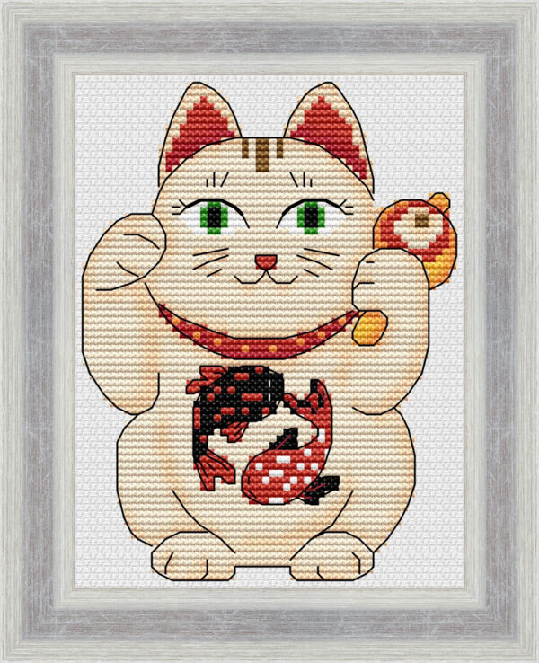 Набор для вышивания крестиком ЧУДО-ХОЛСТ "Кошка с карпами"  10,1х13,4 см