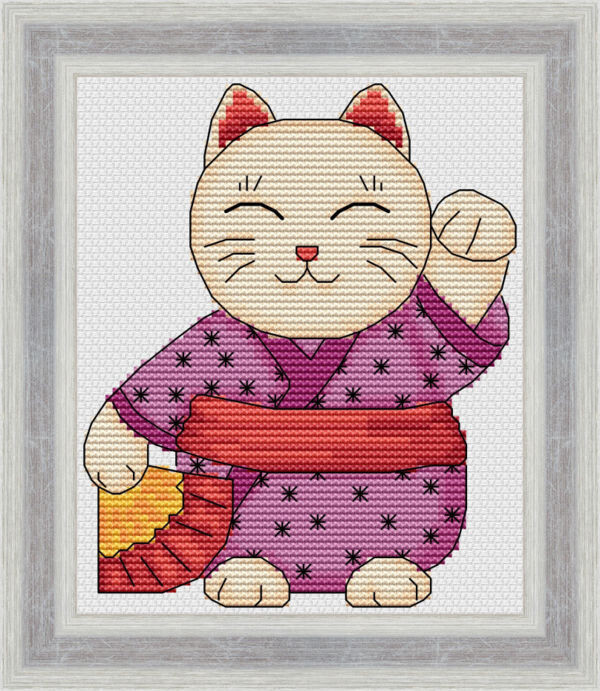 Набор для вышивания крестиком ЧУДО-ХОЛСТ "Кошка с веером"  11,4х13,7 см